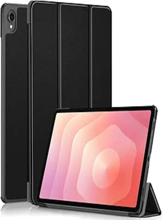 Leather Case Compatible with Samsung Galaxy Tab S11 X730/X736B Lightweight Hard Shell Folio Slim Protective Cover with Multi-Angle Stand-Black
